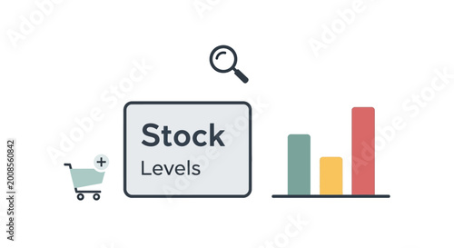 Stock Levels Analysis with Magnifying Glass and Bar Chart.