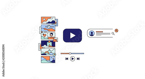 Video Player Interface Elements and Storyboard Sequence.
