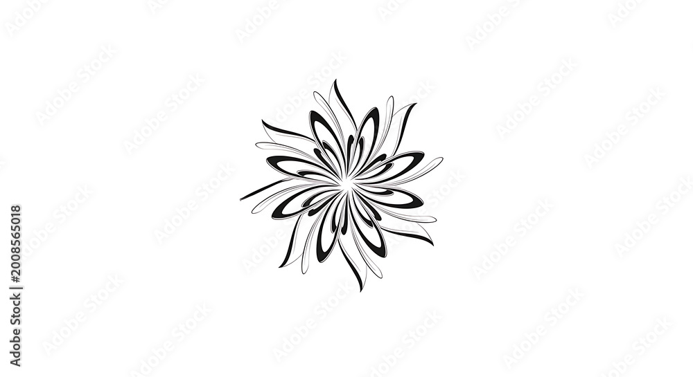Fototapeta premium Black and white of a stylized sunburst with jagged rays
