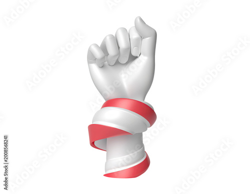 White Fist with Red and White Ribbon
