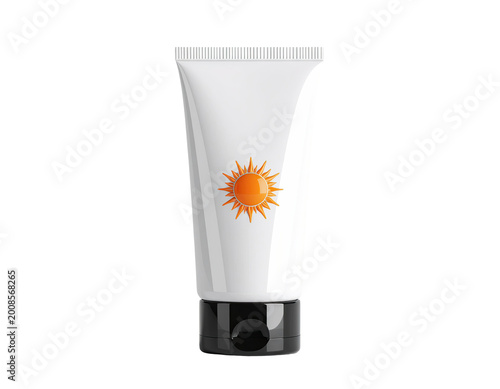 White Sunscreen Tube with Orange Sun Logo