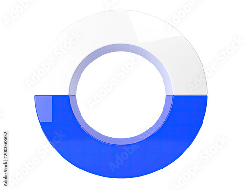 3D Rendered Ring Divided into White and Blue Halves