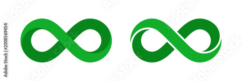 Green colored infinity mobius strip sign isolated. Vector
