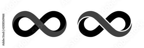 Black colored infinity mobius strip sign isolated. Vector