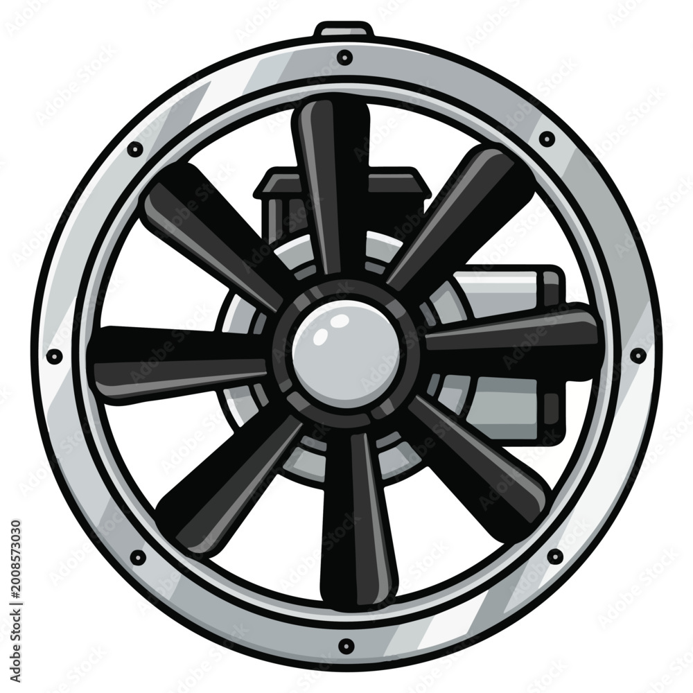 Naklejka premium Cartoon Nautical Ship Steering Wheel Vector Illustration