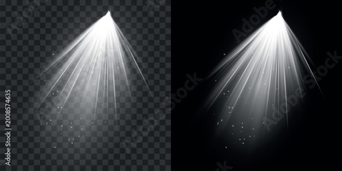 Εκτύπωση καμβά A dynamic illustration showcases four bright converging spotlights illuminating