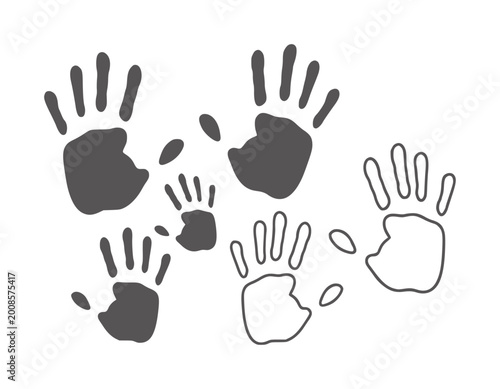 Foto Multiple Handprints in Various Sizes and Styles White imprint child