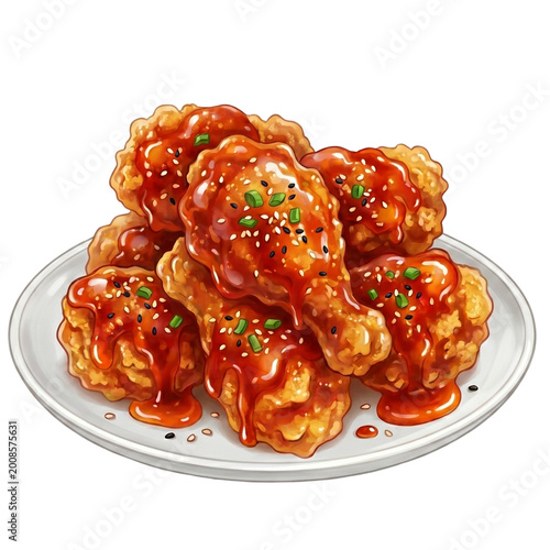 Korean Fried Chicken PNG Clipart – Spicy Sweet Korean Chicken with Sauce