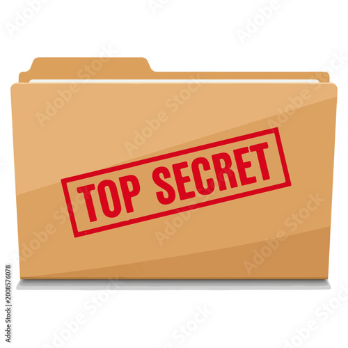 Top Secret Classified File Folder Flat Vector Illustration