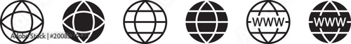 Earth globe icon set. Globe Icon Set – Color, Outline and Silhouette Vector. Planet earth symbol collection. World planet earth icon line and flat style - stock vector. Set of Earth Planet line shapes
