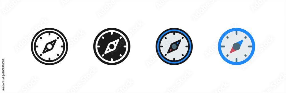 Obraz premium Compass Navigator icon concept with flat Black White Background. Vector illustration.