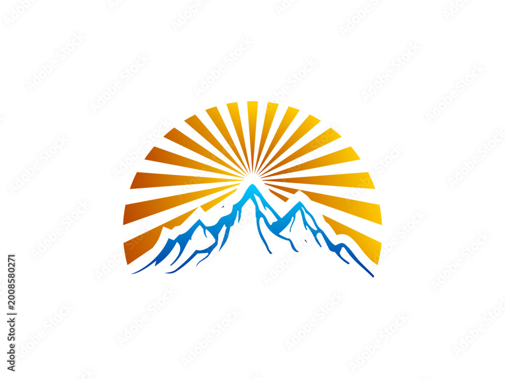 Obraz premium A blue-orange circle line mountain