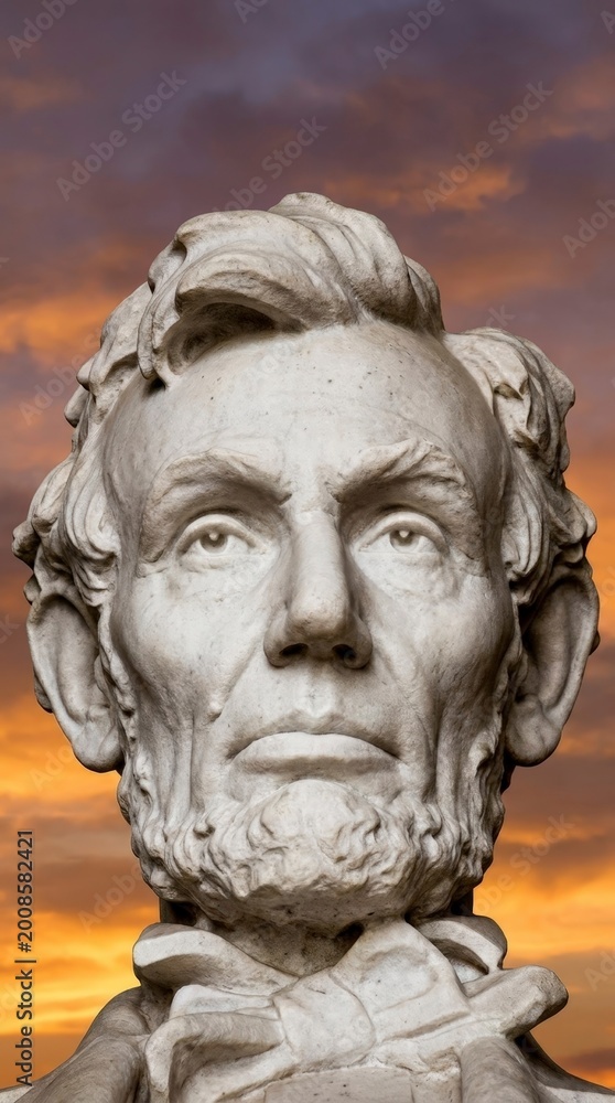Fototapeta premium Abraham Lincoln statue against a dramatic sky