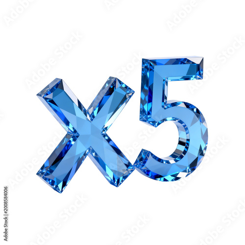 [Transparent Background PNG]Blue Crystal 'X5' Symbol on White Background