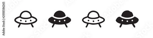 Konstfotografi UFO and flying saucer icons set representing extraterrestrial space travel