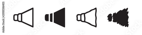 Foto Megaphone speaker icons set for loud communication and public announcements