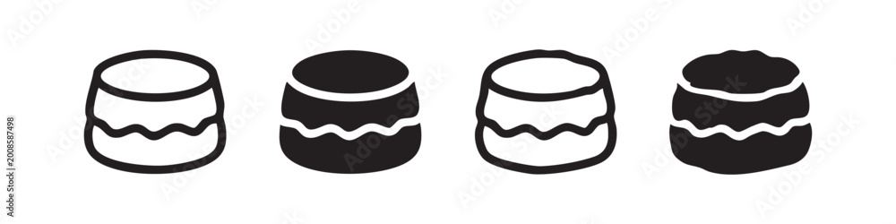 Obraz premium Burger Icons Set, Fast Food and Sandwich Symbols in Line and Solid Styles