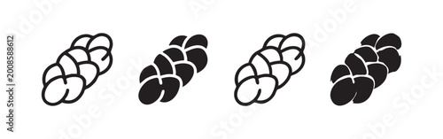 Tableau sur toile Braided bread challah icon set with various artistic line and solid styles