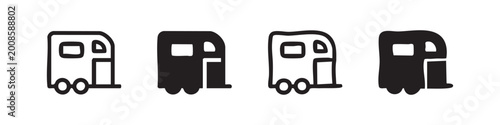Fotografie Compact horse trailer icon set featuring multiple graphic design variations
