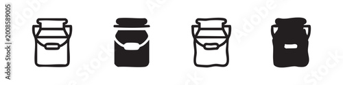 Konstfotografi Traditional Milk Can Churn Icon Set - Hand Drawn and Minimalist Dairy Farm Symbo