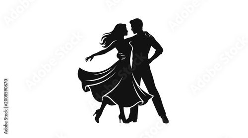 Romantic Dance Silhouette Vector Illustration