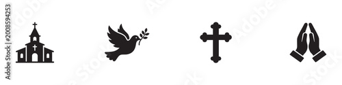 Tablou pe pânză Religion and Spirituality Icon Set