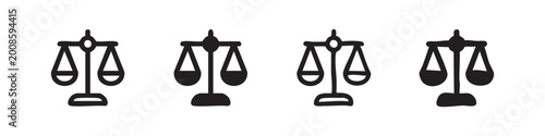 Quadro su tela Scales of justice or balance icon set for law and equilibrium concepts, isolated on white background