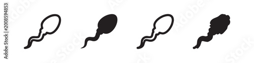 Quadro su tela Sperm spermatozoon icon set in outline and solid styles, representing reproducti