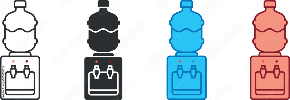 Naklejka premium Water cooler icons in different colors
