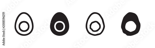 Fényképezés Hard-boiled Egg Halved Icon Set - Outline, Solid, and Distressed Styles