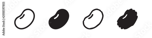 Photos Kidney Bean or Generic Bean Icon Set, Representing a Common Legume in Multiple A