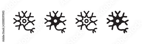 Quadro su tela Neuron or Nerve Cell Icon Set, Symbolizing Brain, Thought, and Science in Multip