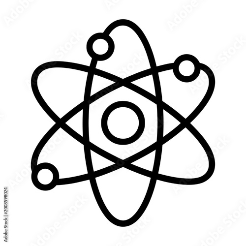Vector of a stylized atomic structure with orbiting electrons