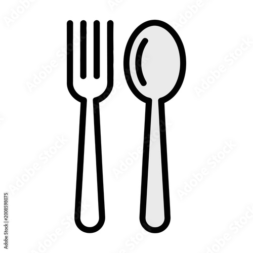 Vector of a fork and spoon placed side by side