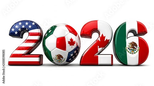 2026 Soccer Tournament Number Design Isolated on White Background