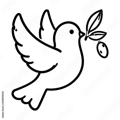 Vector of a dove carrying an olive branch in its beak