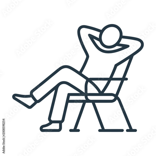 Relaxed person sits in a vector reclining chair with hands behind their head