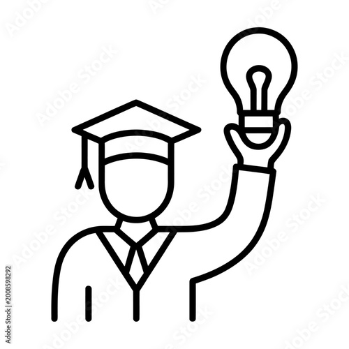 Vector of a graduate holding a light bulb symbolizing ideas and innovation