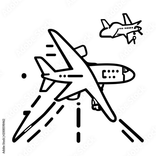 Vector of two airplanes flying in the sky with one ascending and the other in flight