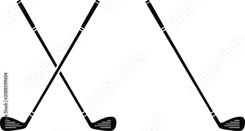 Tableau sur toile Golf club flat icon set, golf stick and sports equipment symbol collection, golf