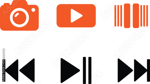 Photos Set of multimedia icons for camera video and audio playback control Vector