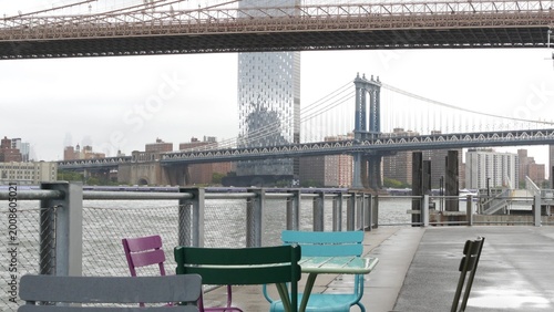 Bild auf Leinwand Brooklyn Bridge, Manhattan Bridge from Brooklyn Bridge park, New York City Dumbo United States