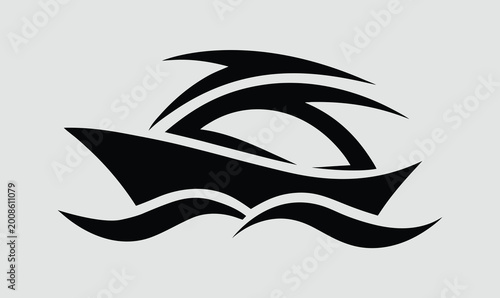 Schilderij op canvas Jet ski and waves graphic silhouette high-quality