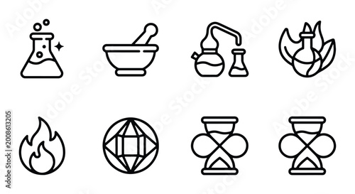 Fotografie chemistry set of vector icons on white background