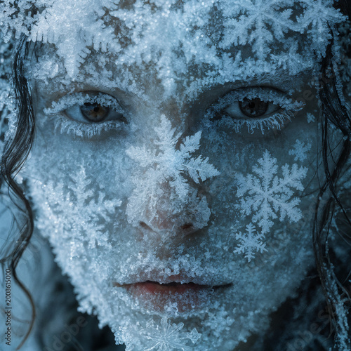 snow-covered frozen face