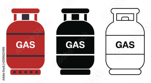 Bild auf Leinwand Gas cylinders icon vector, simple LPG gas cylinder silhouette set, industrial pr