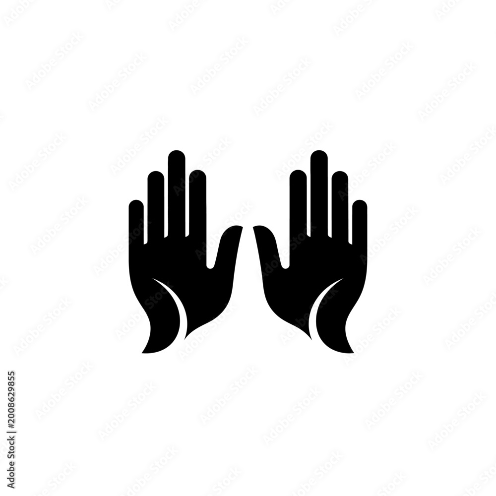 Obraz premium Black minimalist hands icon for care and support logo