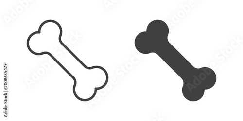 Dog bone icon. Line and glyph solid icon