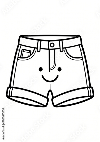 Happy Smiling Cartoon Shorts with Rolled Up Hem and Pocket Design