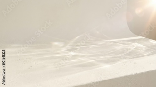 Fotografie Neutral abstract sunlight background with flare and glare, minimal caustic mocku